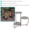 Sunnydaze Indoor/Outdoor Steel Decorative Checker Top 3-Tiered Flower Plant Stand Display - Bronze - 2pk - 2 of 4
