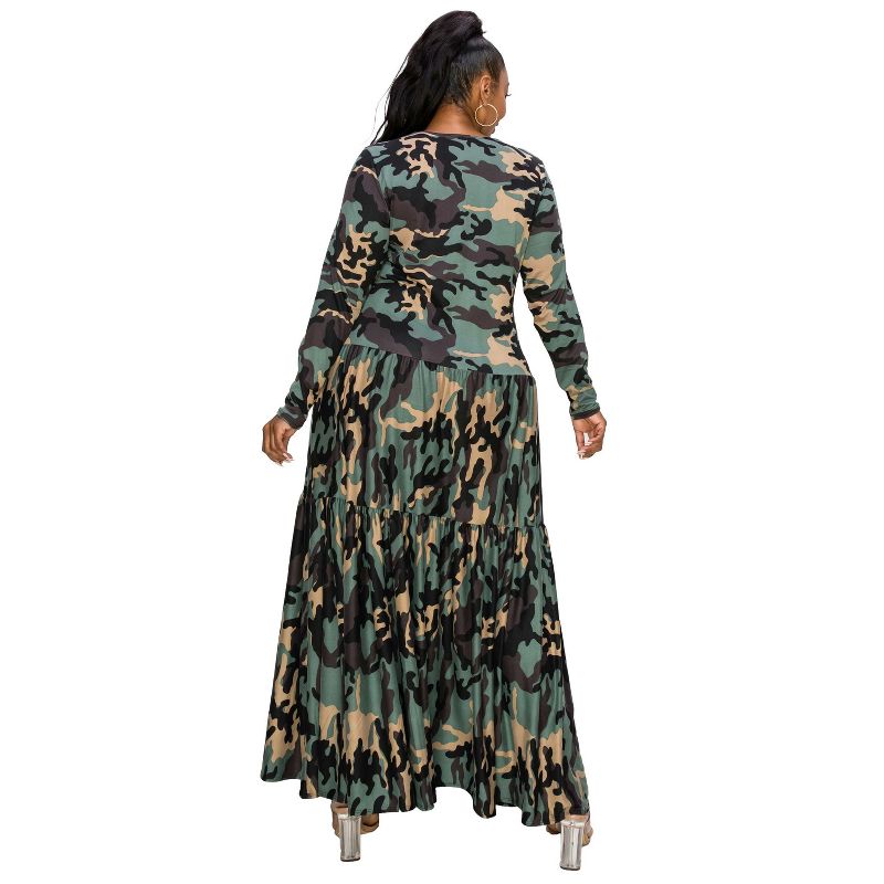 L I V D Women's Silvestra Camo Tiered Maxi Dress, 3 of 4