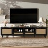 MAYEERTY Rattan TV Stand for TVs up to 85", Modern Framhouse Media Console, Entertainment with SOlid Wood Legs for living Room - 2 of 4
