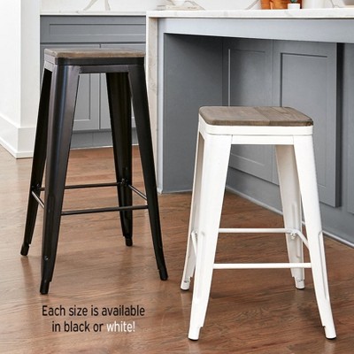 The Lakeside Collection Metal and Wood Counter Stool - Counter Black