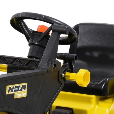 Kids Yellow Manual Pedal Ride-On Excavator with Front Loader