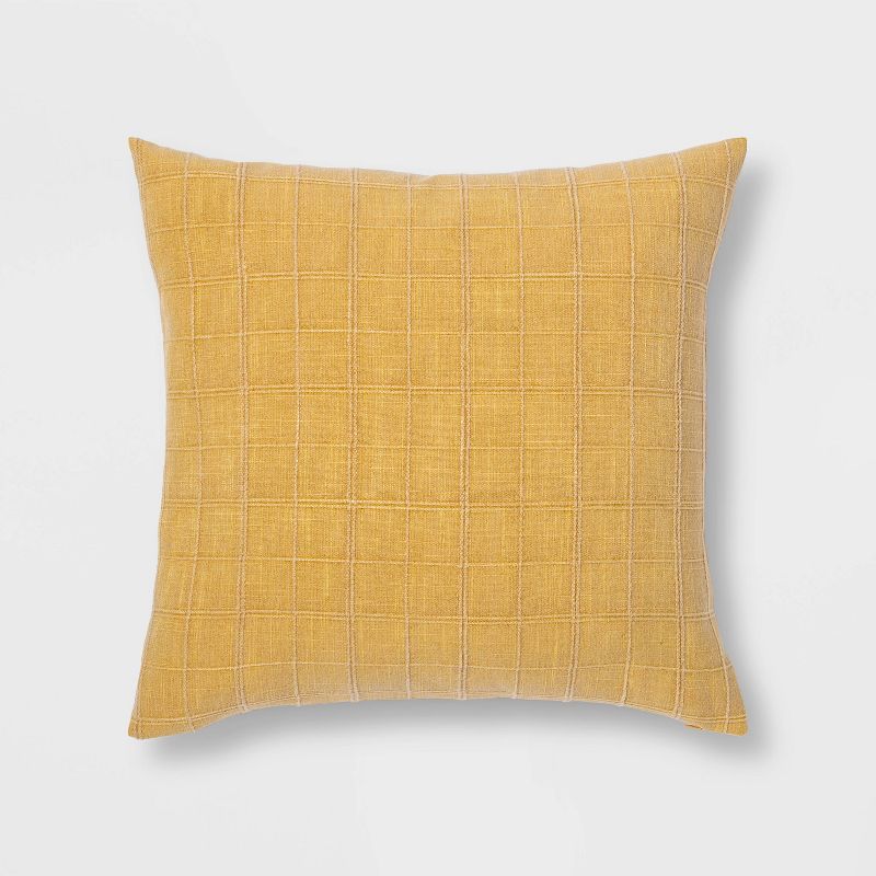 Woven Washed Windowpane Throw Pillow - Threshold™, 1 of 13