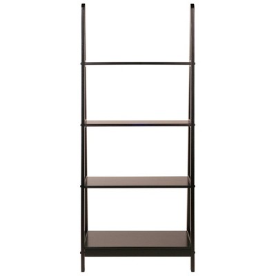 Transitional Espresso Wood 4-Tier Ladder Bookcase