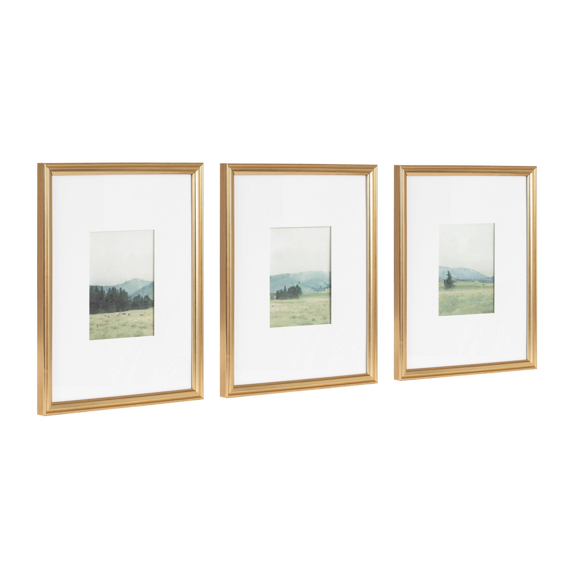 Kate & Laurel All Things Decor 11"x14" Matted to 5"x7" Adlynn Art Set Gold
