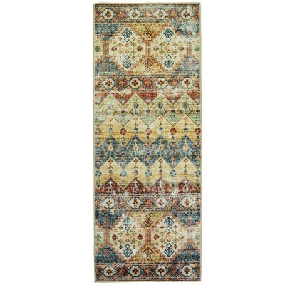 Homefires Marrakesh Runner Rug – Indoor Only, 20" x 54", Bold Geometric Accents in Red, Teal & Gold