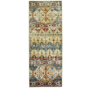 Homefires Marrakesh Runner Rug – Indoor Only, 20" x 54", Bold Geometric Accents in Red, Teal & Gold - 1 of 3