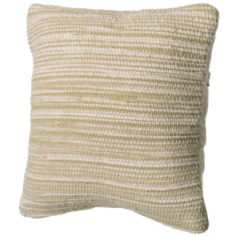 DEERLUX 16" Handwoven Wool & Cotton Throw Pillow Cover with Woven Knit Texture, 1 of 9