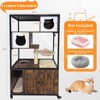 Cat Litter Box Enclosure Furniture with Barn Door & Metal Frame, Hidden Litter Box Furniture with Condo Hammock Scratching Mat, Brown - 2 of 4