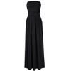 Women Strapless Floral Print Bohemian Boho Maxi Dress Casual Off Shoulder Beach Party Dress with Pockets - 3 of 4