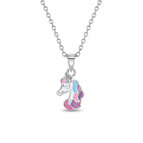AILSHEYANZ Unicorn Necklace for Girls 925 Sterling Silver Cubic Zirconia Heart Pendant Necklace Unicorn Jewelry Birthday Mother's Day Gifts