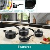 Angel Sar 7-Piece Nonstick Aluminum Cookware Set, Black Pots and Pans with Glass Lids, Dishwasher Safe Kitchen Cookware Set - 3 of 4