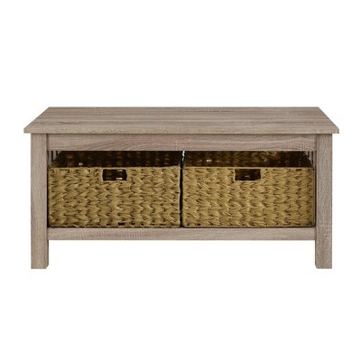 Mission Coffee Table with Woven Baskets Driftwood - Saracina Home