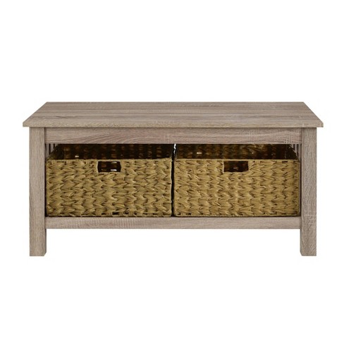 Ethan Mission Coffee Table With Woven Baskets Saracina Home Target