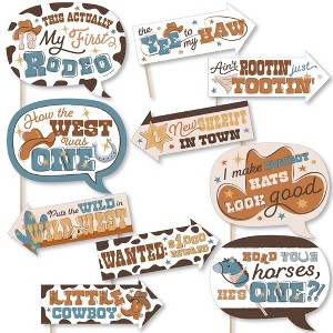 Funny My First Rodeo - Little Cowboy 1st Birthday Party Photo Booth Props Kit - 10 Piece - 1 of 4