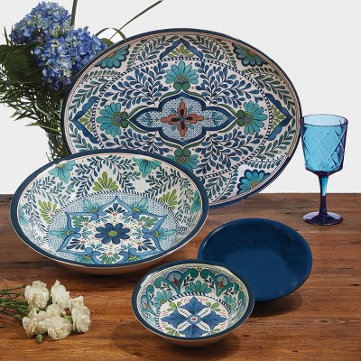 Talavera Blue Melamine 22oz Salad and Dessert Bowls - Set of 6