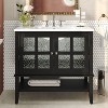 NicBex 36" Modern Bathroom Vanity with Ceramic Sink,Bathroom Combo Set with 2 Tempered Blurred Glass Doors&3 Shelves,8"Pre-drilled Faucet - 2 of 4