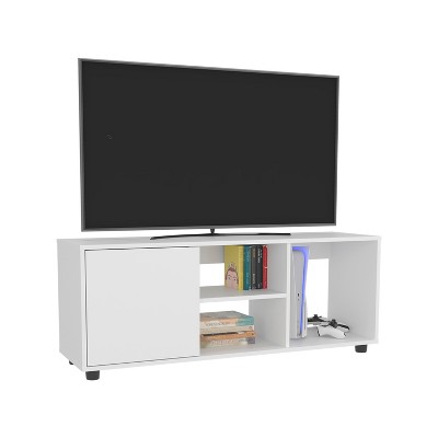 Vynxaria Modern TV Stand, 1 Door, 4 Shelves, 55" TV Capacity, Sleek Black Wengue Finish