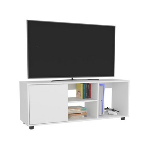 Vynxaria Modern TV Stand, 1 Door, 4 Shelves, 55" TV Capacity, Sleek Black Wengue Finish - 1 of 4