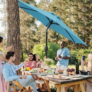 LOVMOR 7.5ft * 7.5ft Patio Umbrella with Crank and Push Button Tilt,Red - 1 of 4