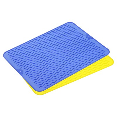 Unique Bargains Silicone Non-Slip Heat Resistant Durable Dish Drying Mat 2 Pcs