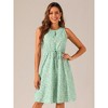Allegra K Women's Floral Split Neck Drawstring Waist Sleeveless A-Line Summer Midi Dress - 3 of 4