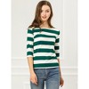 INSPIRE CHIC Women's Stripes Casual Basic Elbow Sleeves Boat Neck Slim Fit T-Shirts - 2 of 4