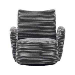 Gulches Dark Gray Boucle 360¡ã Swivel High Resilience Sponge Metal Bracket Striped Armrest Modern Leisure Chair Set of 1 - 1 of 4