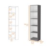 Vynxaria Matt Gray and White 5-Shelf Slim Bookshelf for Contemporary Spaces - 3 of 4