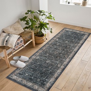 Washable Antique Distressed Area Rugs, Vintage Print Accent Non Slip Large Carpet for Living Room Bedroom Nursery Office Farmhouse Hallway - 1 of 4