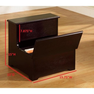 Dark Cherry Wooden 2-Step Storage Step Stool