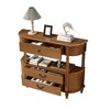 ORRD 43" Retro Console Table with 3 Drawers - Curved Wood Sofa Table for Behind Couch, Entryway Hallway Table with Storage Shelf, Brown - 4 of 4