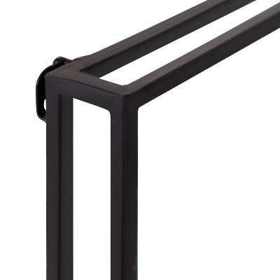 Lintz 32" Black Iron Rectangular Vanity Mirror with Shelf