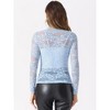Allegra K Women's See-Through Long Sleeve Turtleneck Sheer Floral Lace Blouse - 4 of 4