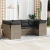 vidaXL Patio Sofa Set with Cushions Outdoor Furniture 6 Piece Poly Rattan - Gray - 2 of 4