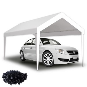 Gulches 10x20 Carport Replacement Canopy Cover, Waterproof & UV Protected Tarp with 72 Elastic Buckles for Garage Shelter (Frame Not Included), White - 1 of 4