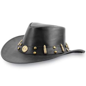 Collections Etc Leather Bullet Trimmed Hat