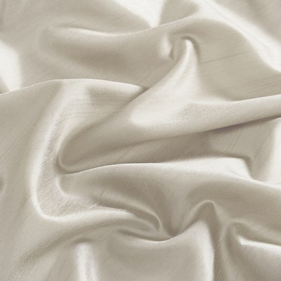 Ivory Faux Silk Scalloped Window Valance with Rod Pocket