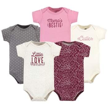 Hudson Baby Infant Girl Cotton Bodysuits, Little Love Flowers 5-Pack