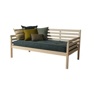Twin Yorkville Daybed White/Aqua - Dual Comfort: Modern Upholstered Linen, No Box Spring Needed - 1 of 4