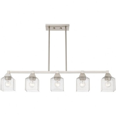 Aragon Brushed Nickel 5-Light Linear Chandelier with Clear Seeded Glass