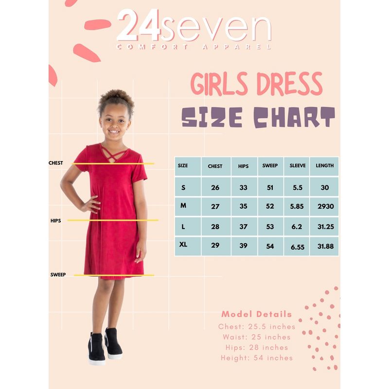 24seven Comfort Apparel Girls Short Sleeve Girls T Shirt Dress, 4 of 5