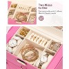 Synthetic Leather Huge Jewelry Box Mirrored Watch Organizer Necklace Ring Earring Storage Lockable - 4 of 4