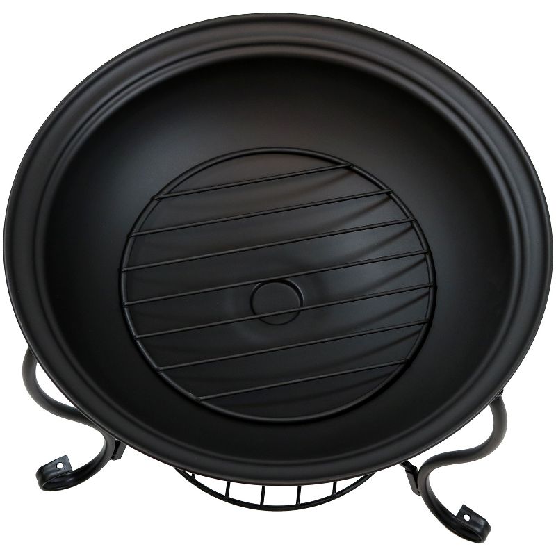 Sunnydaze Outdoor Camping or Backyard Steel Round Raised Fire Pit on Stand with Spark Screen - 18" - Black, 6 of 12