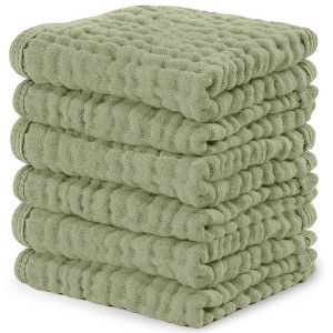 Baby Washcloths Muslin Cotton, Large 10”x10” by Comfy Cubs - 1 of 4