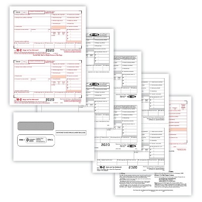 ComplyRight 2020 W-2 Tax Forms White/Red/Black 50/Pack (95218E)