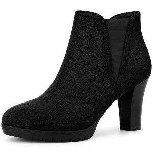 BLISSFUL STEP Round Toe Block Heels Chelsea Ankle Boots for Women - 1 of 3
