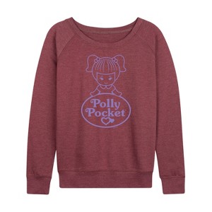 Women's - Polly Pocket - Logo And Doll Lightweight French Terry Wide Neck Long Sleeve Shirt - 1 of 4