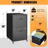 ZACHVO 18 Inch Deep 2 Drawer Black Mobile Metal Filing Cabinet for Letter-Size with Lock, Home Office Storage - 3 of 4