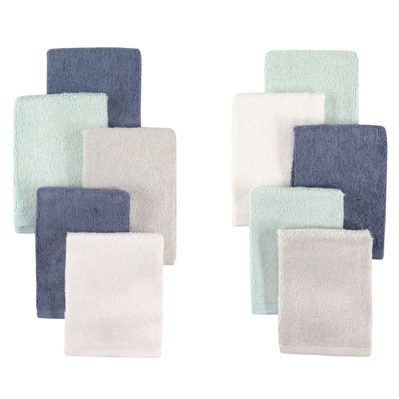 Little Treasure Baby Boy Rayon from Bamboo Luxurious Washcloths, Denim Mint, One Size, 1 of 3