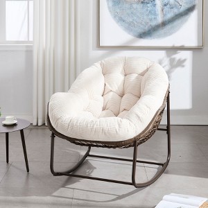 KWPZQEB Outdoor Rocking Chair, Rattan Rocking Chair with Padded Cushion, Modern Cozy Lounge Rocker Chair for Balcony Porch Patio - 1 of 4